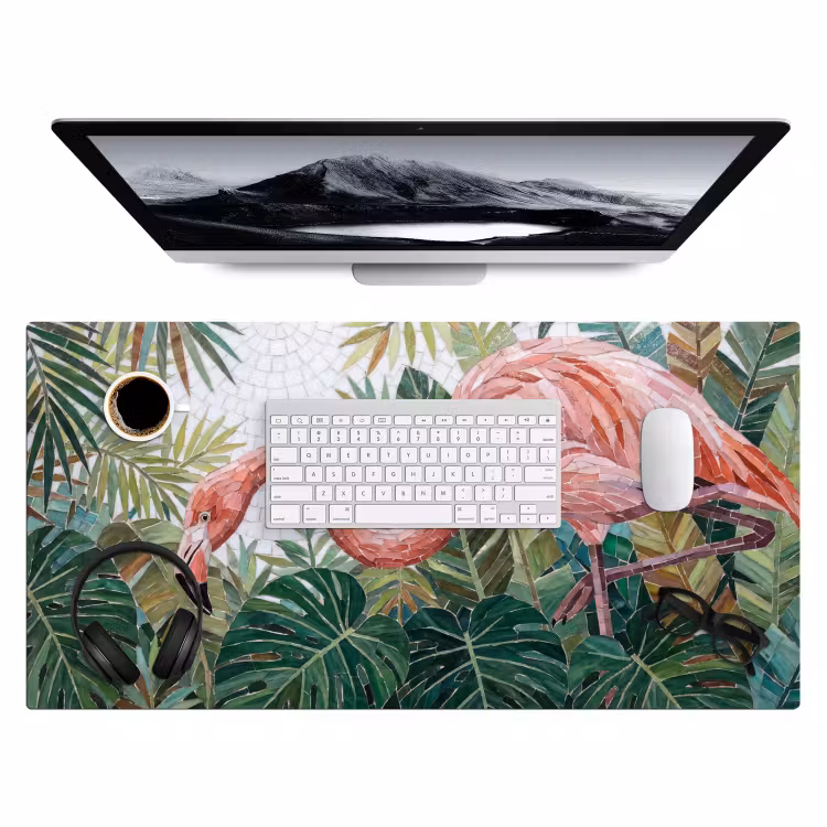 Natuur - Bladeren - Abstract - Groen - Vogel Muismat XXL klein -3d