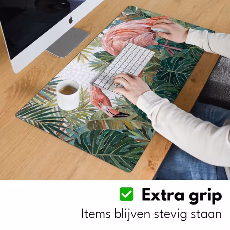 Natuur - Bladeren - Abstract - Groen - Vogel Muismat XXL klein -sfeer3