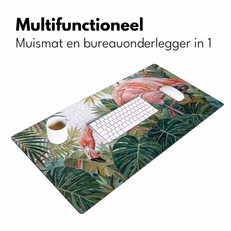 Natuur - Bladeren - Abstract - Groen - Vogel Muismat XXL klein -sfeer4