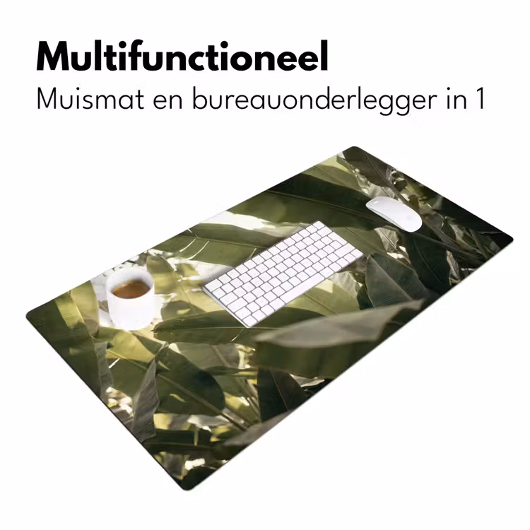 Natuur - Bladeren - Groen - Tropisch - Detail Muismat XXL klein -sfeer4