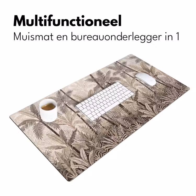 Natuur - Bladeren - Landschap - Mozaïek - Beige Muismat XXL klein -sfeer4