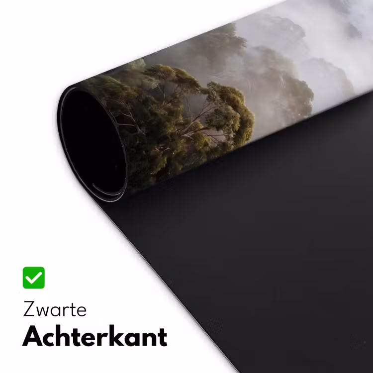 Natuur - Mist - Bos - Ochtend - Goud Muismat XXL klein -sfeer2