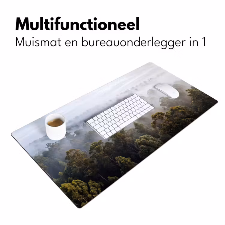 Natuur - Mist - Bos - Ochtend - Goud Muismat XXL klein -sfeer4