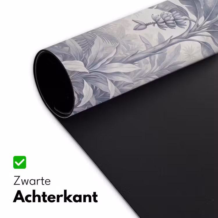 Natuur - Vogel - Jungle - Illustratie - Blauw Muismat XXL klein -sfeer2