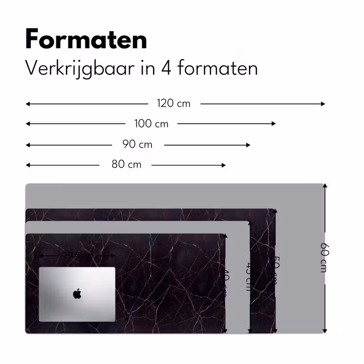 Natuursteen - Marmerpatroon - Abstract - Modern - Zwart - Goud Muismat XXL klein -sfeer5