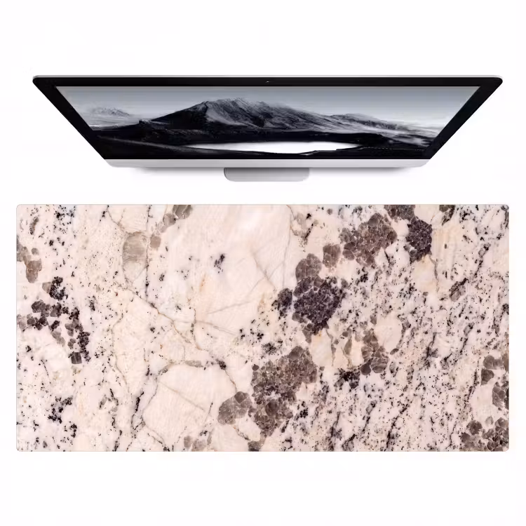 Natuursteen - Patroon - Abstract - Beige - Grijs Muismat XXL klein -zzz3d
