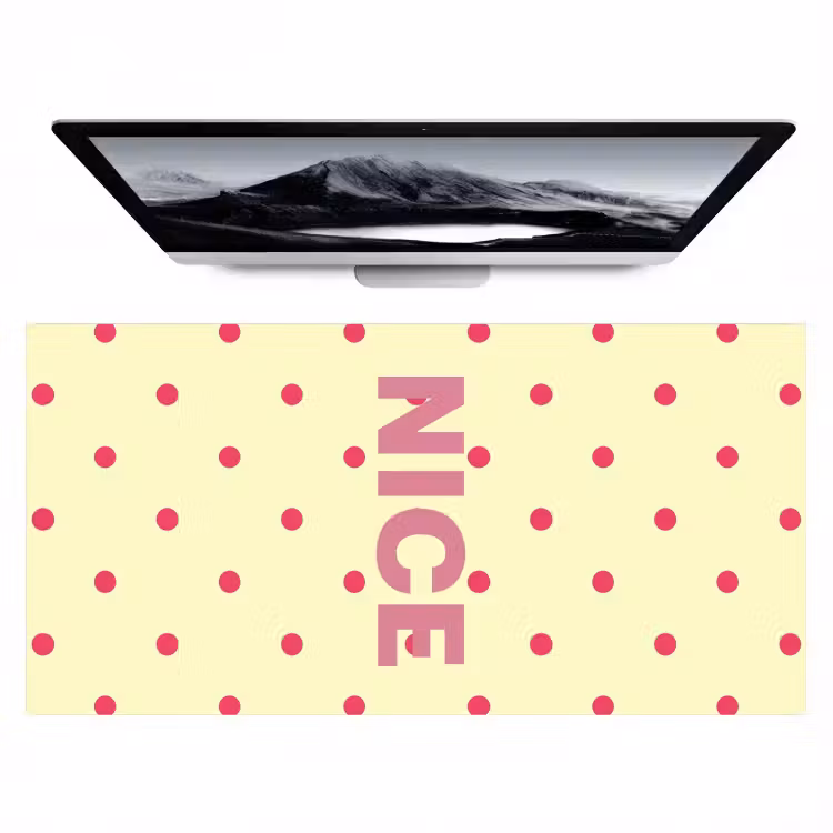 Nice - Stippen - Roze - Geel Muismat XXL klein -zzz3d
