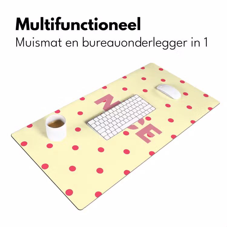 Nice - Stippen - Roze - Geel Muismat XXL klein -sfeer4