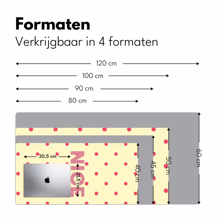 Nice - Stippen - Roze - Geel Muismat XXL klein -sfeer5