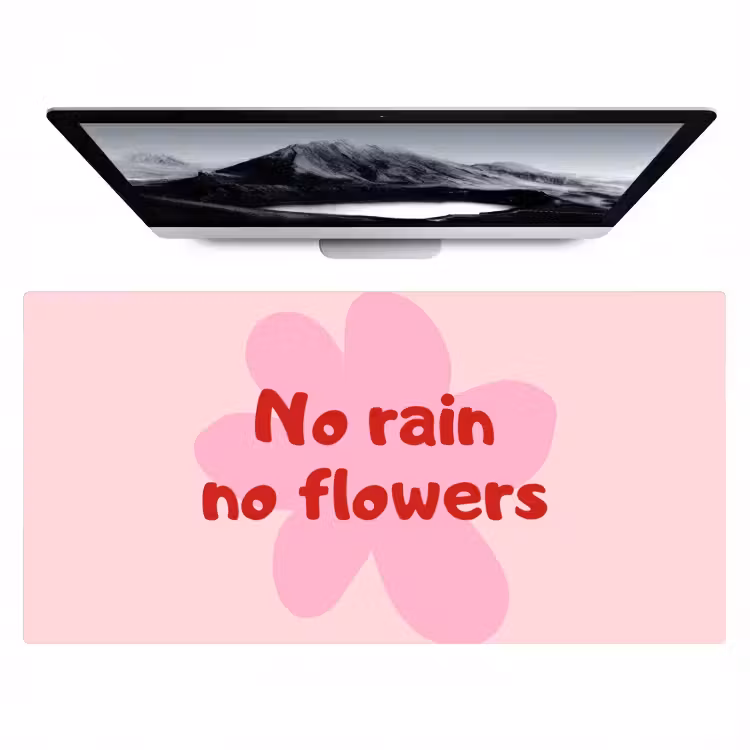 No rain no flowers - Bloem - Roze Muismat XXL klein -zzz3d