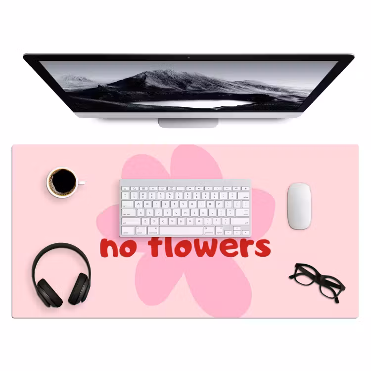 No rain no flowers - Bloem - Roze Muismat XXL klein -3d