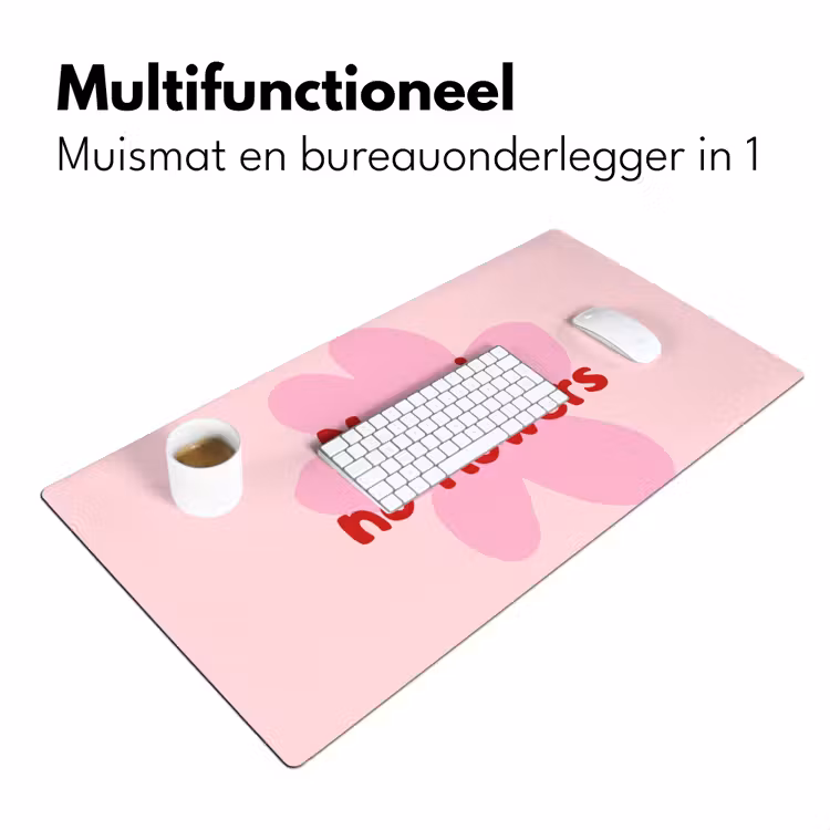 No rain no flowers - Bloem - Roze Muismat XXL klein -sfeer4