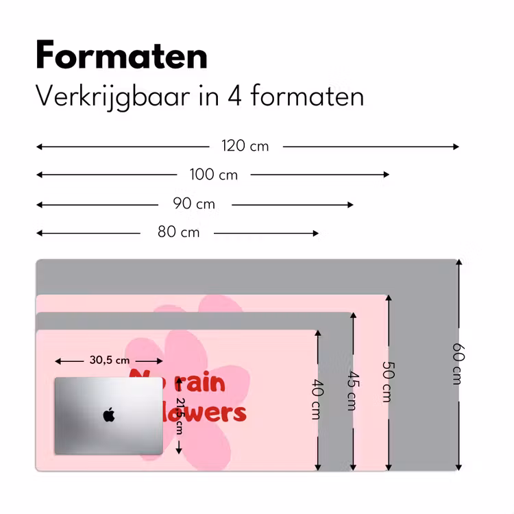 No rain no flowers - Bloem - Roze Muismat XXL klein -sfeer5