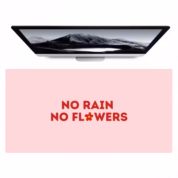 No rain no flowers - Minimalistisch - Roze - Bloem Muismat XXL klein -zzz3d
