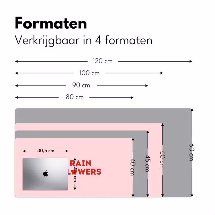 No rain no flowers - Minimalistisch - Roze - Bloem Muismat XXL klein -sfeer5