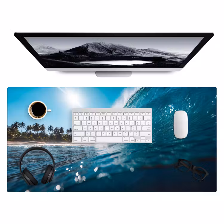 Oceaan - Golf - Strand - Natuur - Blauw Muismat XXL klein -3d