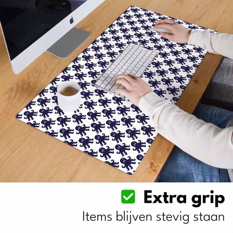 Oceaan - Octo - Blauw - Wit Muismat XXL klein 681 -sfeer3