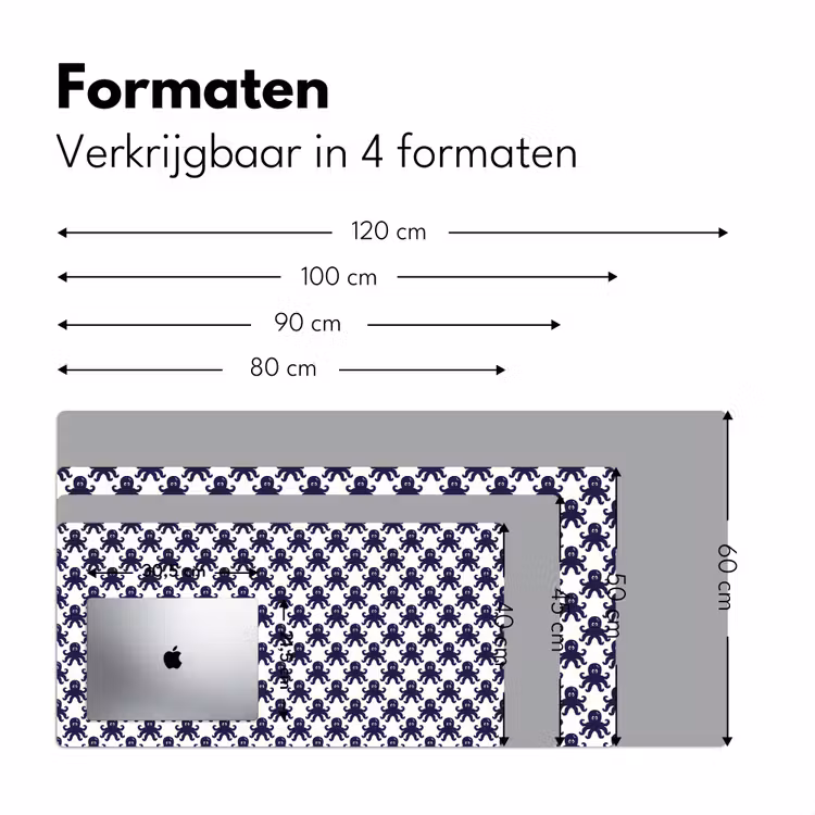 Oceaan - Octo - Blauw - Wit Muismat XXL klein 681 -sfeer5