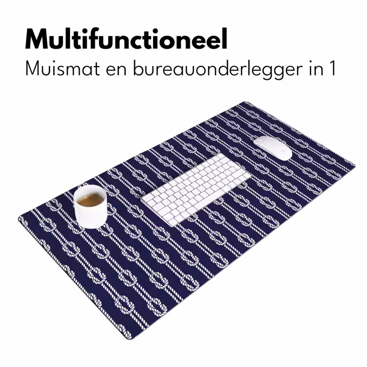 Oceaan - Touw - Blauw - Wit Muismat XXL klein 681 -sfeer4