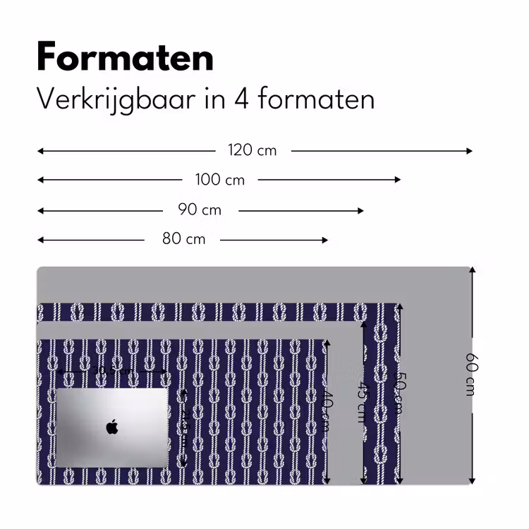 Oceaan - Touw - Blauw - Wit Muismat XXL klein 681 -sfeer5