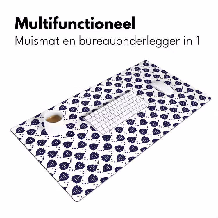 Oceaan - Vis - Blauw - Wit Muismat XXL klein 681 -sfeer4