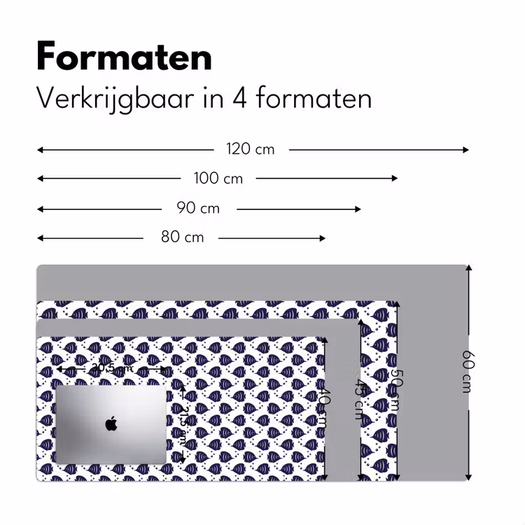 Oceaan - Vis - Blauw - Wit Muismat XXL klein 681 -sfeer5