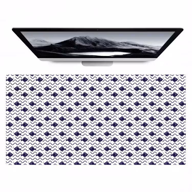 Oceaan - Visachtig - Blauw - Wit Muismat XXL klein 681 -zzz3d