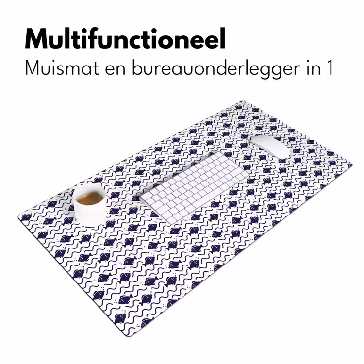 Oceaan - Visachtig - Blauw - Wit Muismat XXL klein 681 -sfeer4