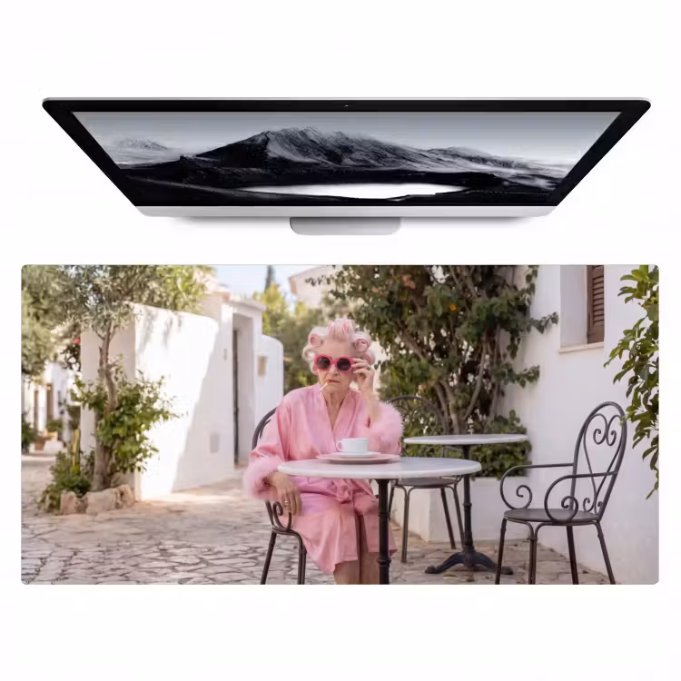 Ochtendjas - Krulspelden - Roze Muismat XXL klein -zzz3d