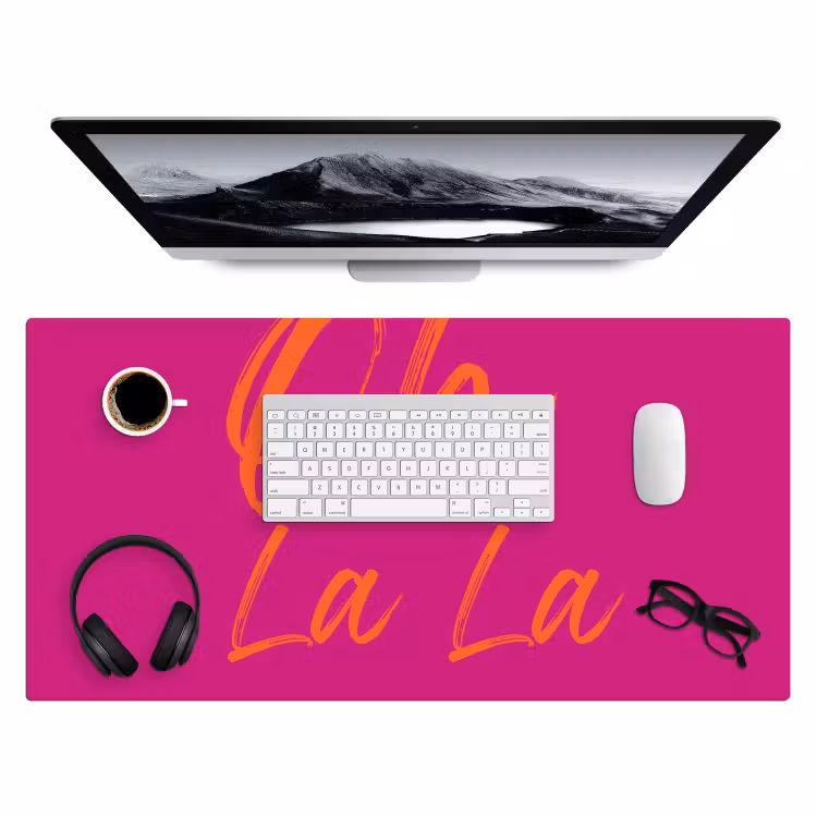 Oh la la - Oranje - Roze Muismat XXL klein -3d