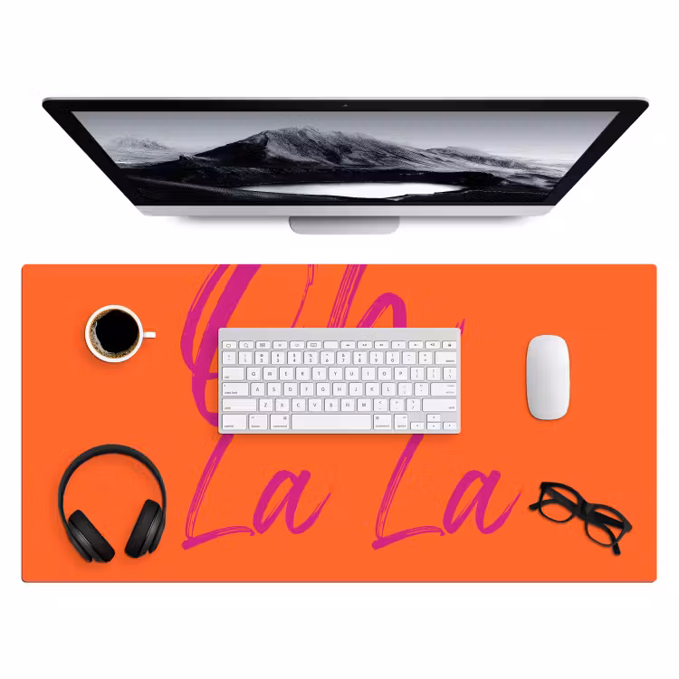Oh la la - Oranje - Roze - Grafisch Muismat XXL klein -3d