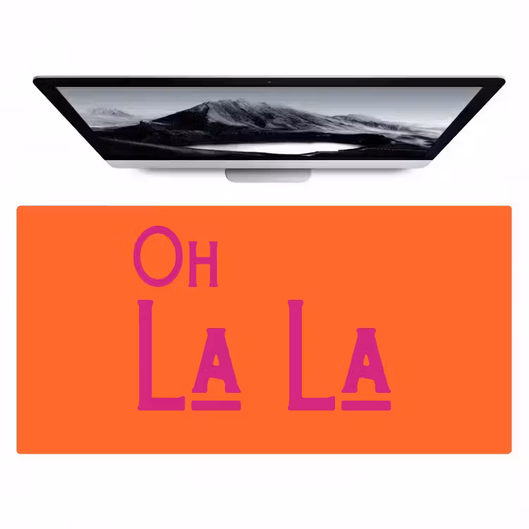 Oh la la - Oranje - Roze - Scheeflettertype Muismat XXL klein -zzz3d