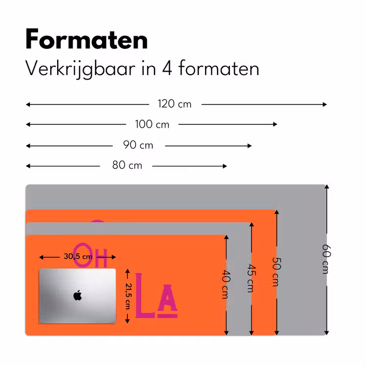Oh la la - Oranje - Roze - Scheeflettertype Muismat XXL klein -sfeer5