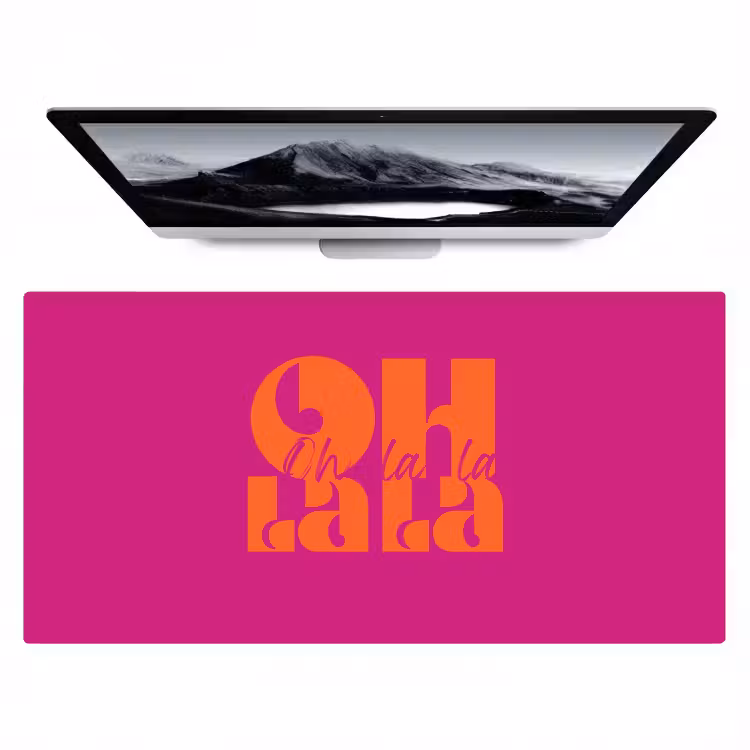 Oh la la - Roze - Oranje - Gestapelde letters Muismat XXL klein -zzz3d