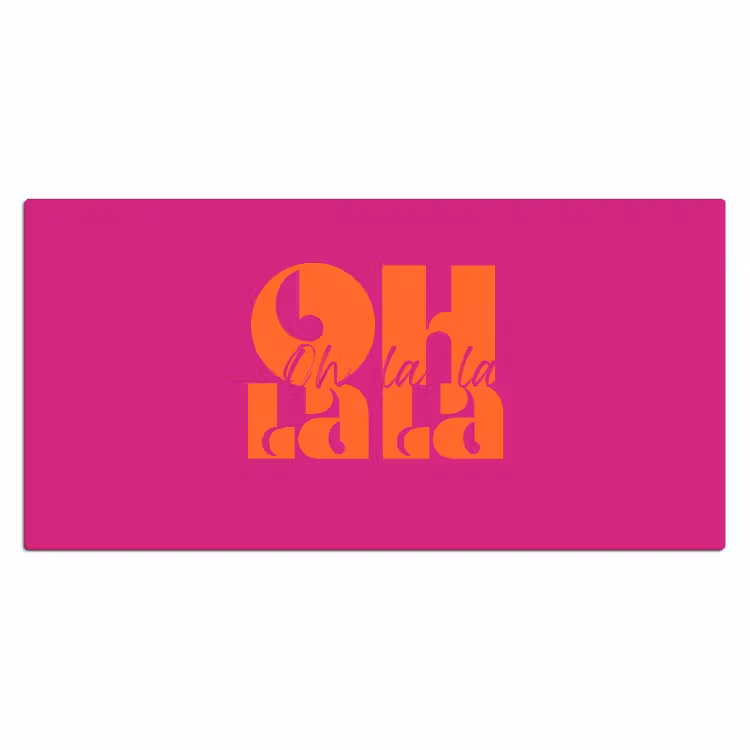 Oh la la - Roze - Oranje - Gestapelde letters Muismat XXL klein -3d_leeg