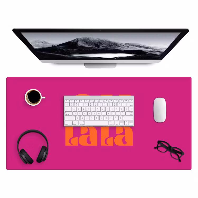 Oh la la - Roze - Oranje - Gestapelde letters Muismat XXL klein -3d