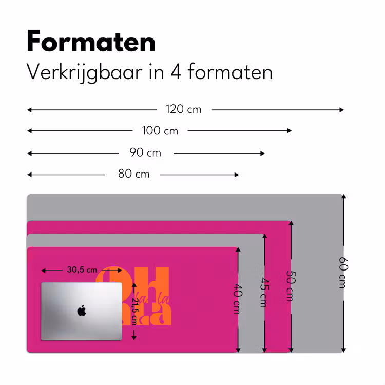 Oh la la - Roze - Oranje - Gestapelde letters Muismat XXL klein -sfeer5