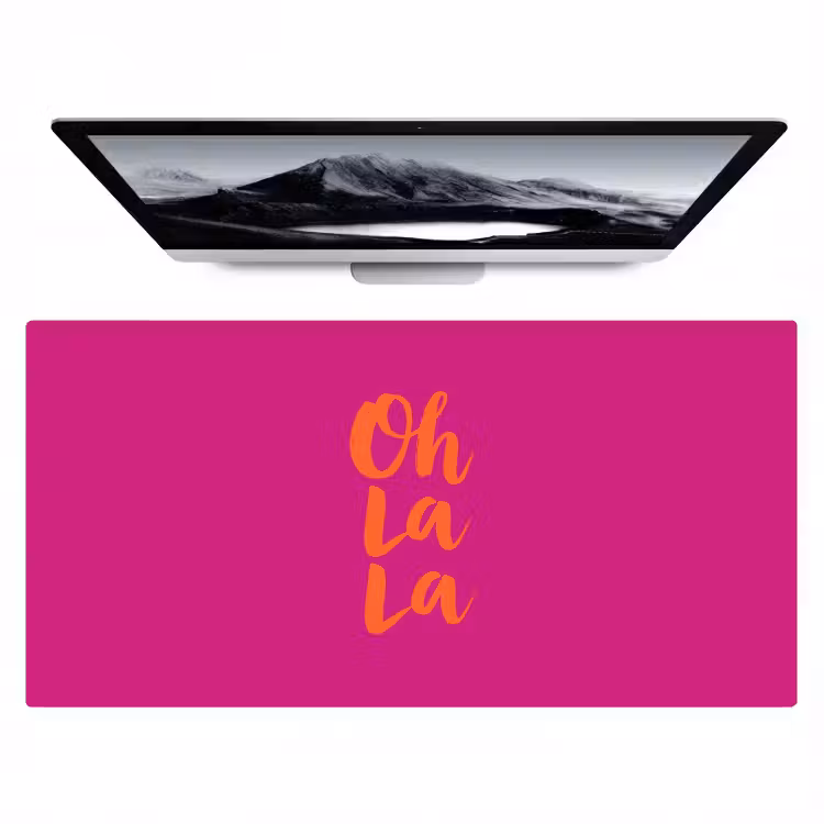 Oh la la - Roze - Oranje - Minimalistisch Muismat XXL klein -zzz3d