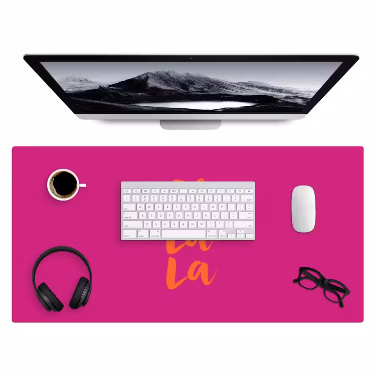 Oh la la - Roze - Oranje - Minimalistisch Muismat XXL klein -3d