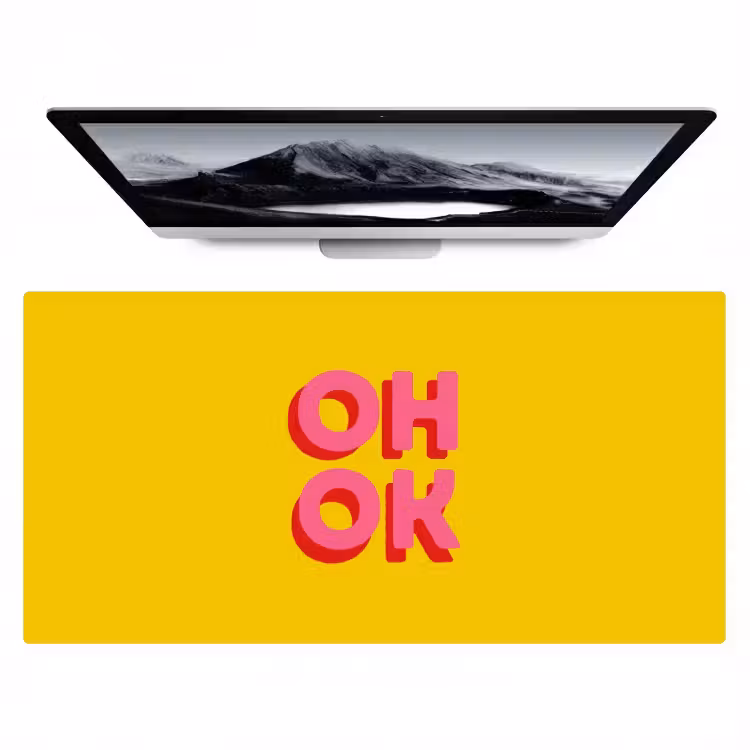 Oh ok - 3D - Geel - Roze Muismat XXL klein -zzz3d