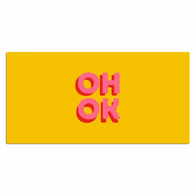 Oh ok - 3D - Geel - Roze Muismat XXL klein -3d_leeg