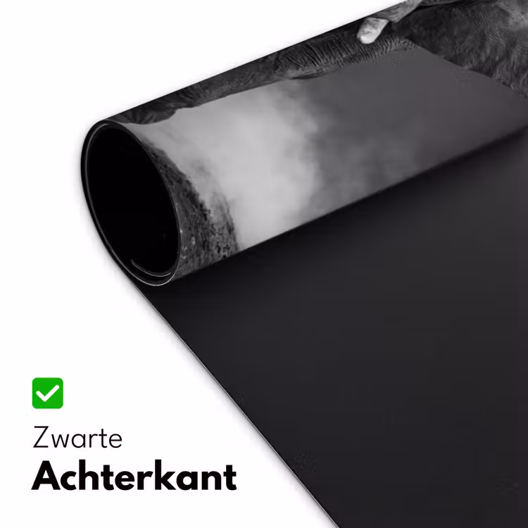 Olifant - Zwart - Wit - Rook Muismat XXL klein -sfeer2
