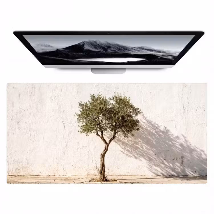 Bureau onderlegger - Olijfboom - muur - wit - Olijfboom - muur - wit Muismat XXL klein