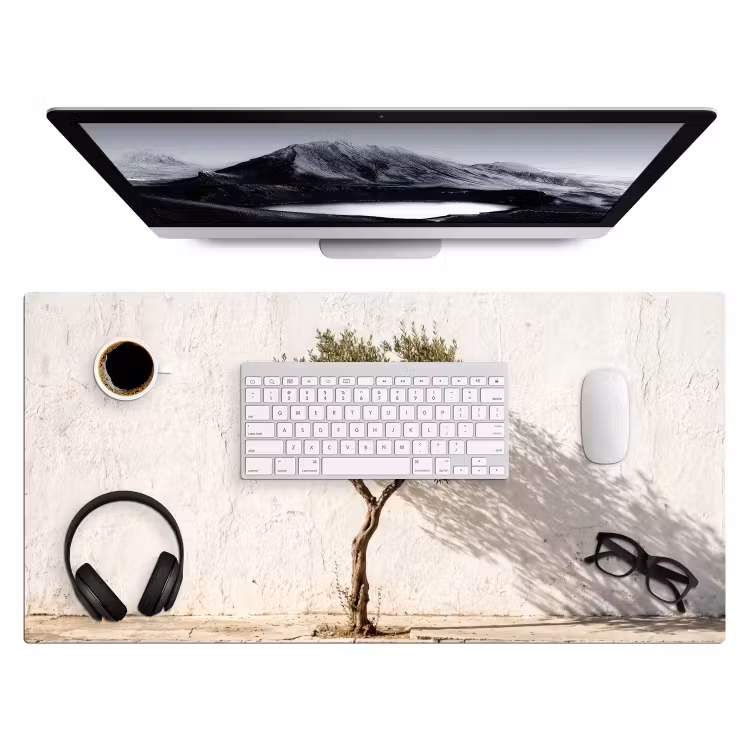 Bureau onderlegger - Olijfboom - muur - wit - Olijfboom - muur - wit Muismat XXL klein