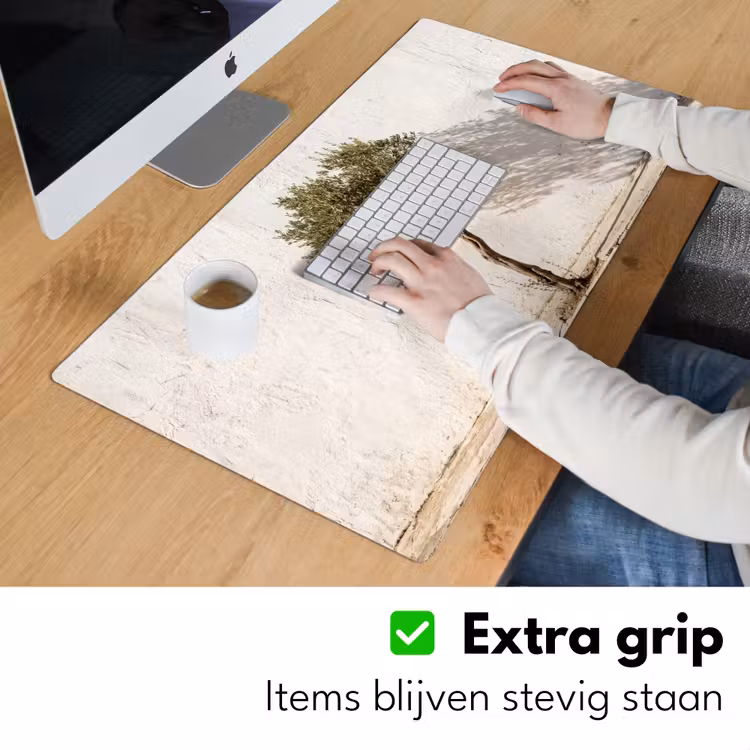 Bureau onderlegger - Olijfboom - muur - wit - Olijfboom - muur - wit Muismat XXL klein