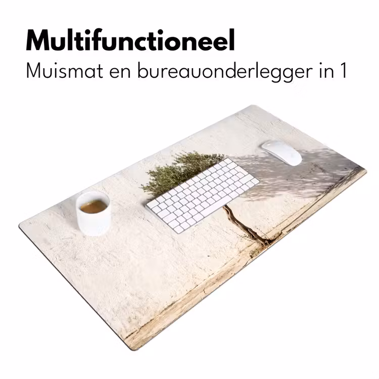 Bureau onderlegger - Olijfboom - muur - wit - Olijfboom - muur - wit Muismat XXL klein