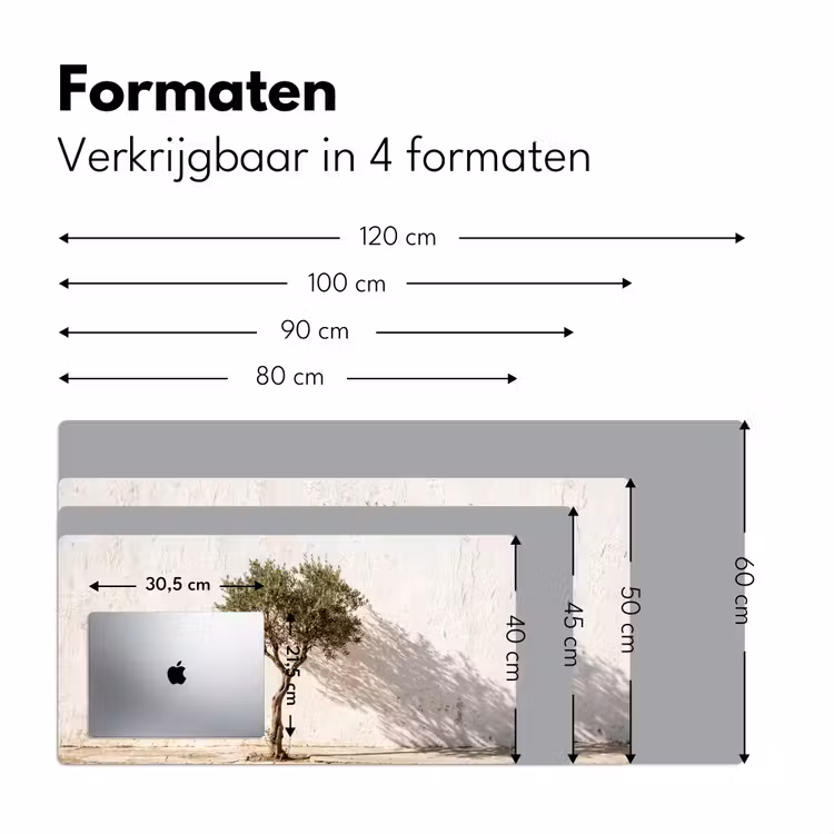 Bureau onderlegger - Olijfboom - muur - wit - Olijfboom - muur - wit Muismat XXL klein