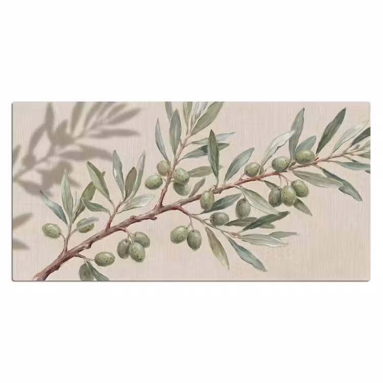 Olijftak - Bladeren - Natuur - Groen - Beige Muismat XXL klein -3d_leeg