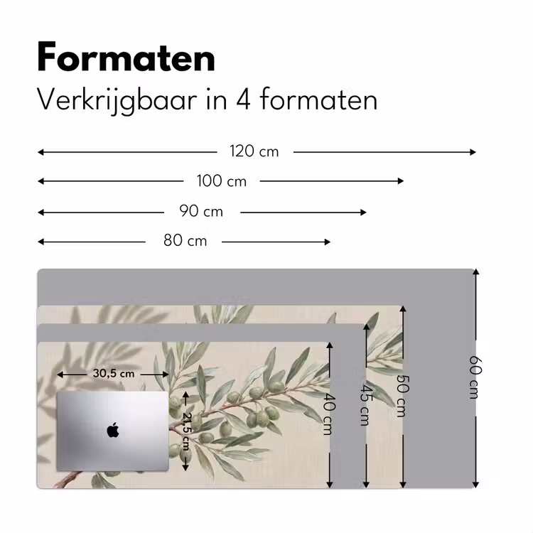 Olijftak - Bladeren - Natuur - Groen - Beige Muismat XXL klein -sfeer5