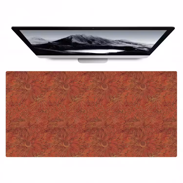 Oosters - Bloemen - Terracotta Muismat XXL klein 681 -zzz3d